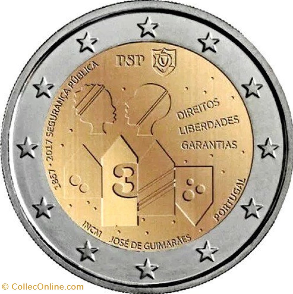 monnaies portugal 2 euros 150e anniversaire de la policia de seguranca publica 2017