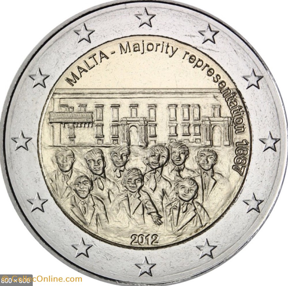monnaies malte 2 euros majorite au conseil des representants en 1887 2012