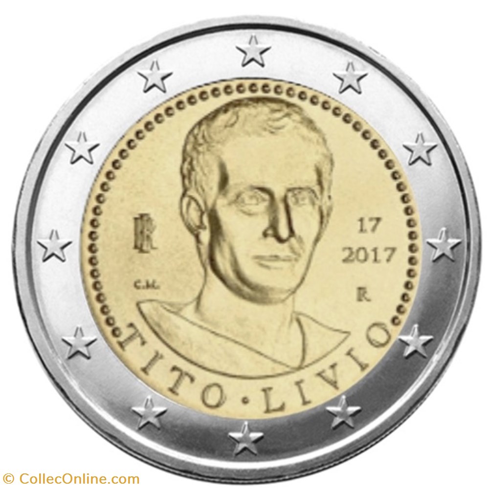 monnaies italie 2 euros 2000e anniversaire de la mort de historien romain tite live 2017