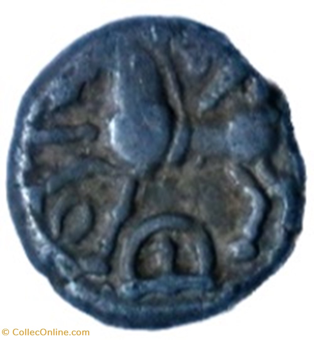Quinaire KALETEDOY à la demi-rouelle monnaies antiques celtes quinaire kaletedoy a la demi rouelle