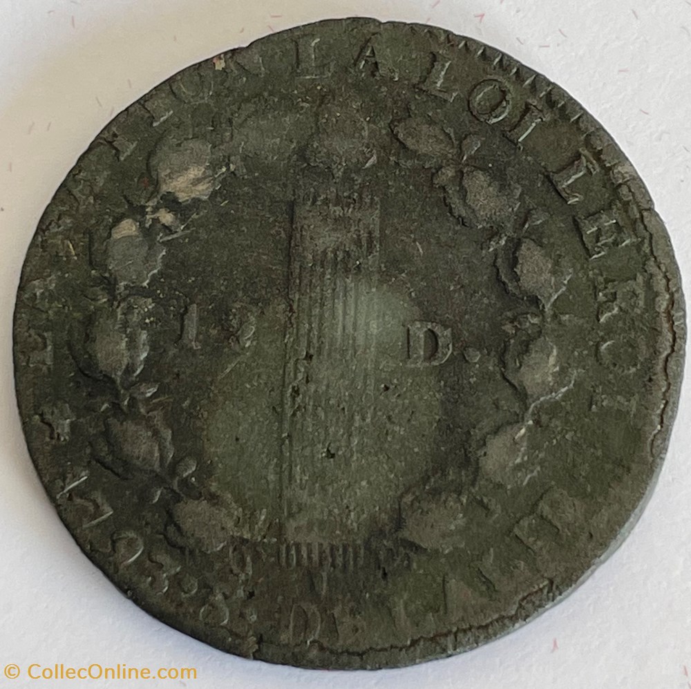 12 deniers dit "au faisceau", type FRANCOIS 1793 Dijon monnaies monde france 12 deniers dit au faisceau type francois 1793 dijon