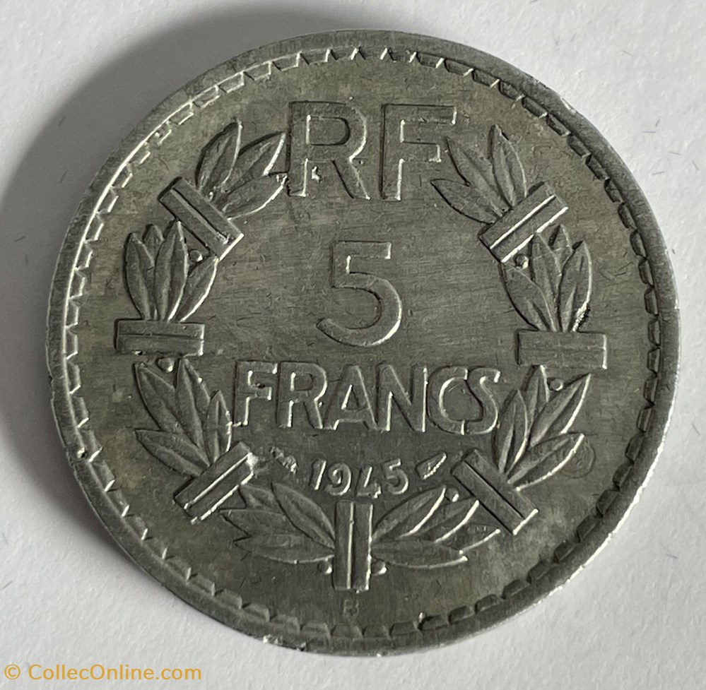 monnaies monde france 5 francs lavrillier 1945 b