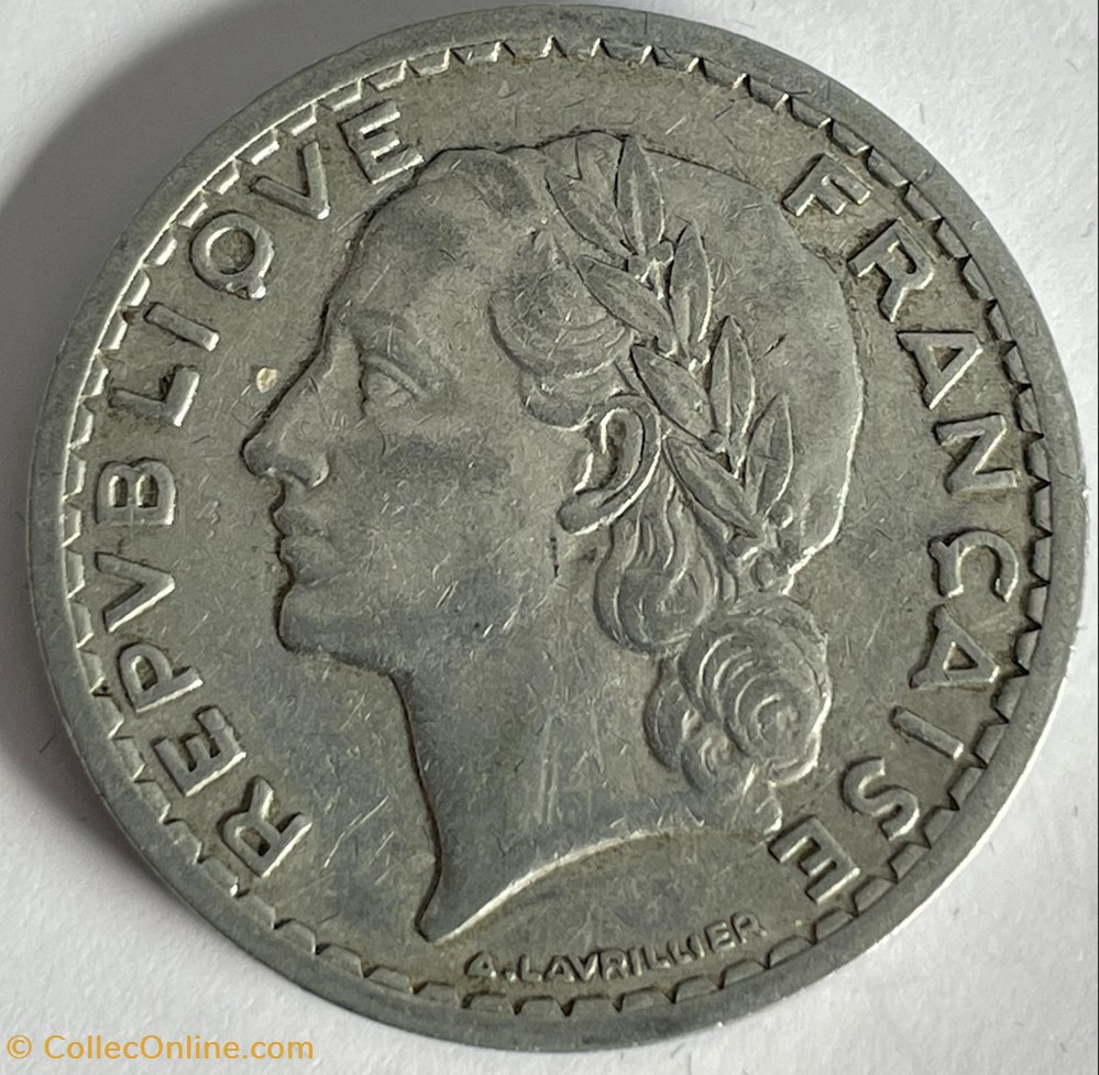monnaies monde france 5 francs lavrillier 1945