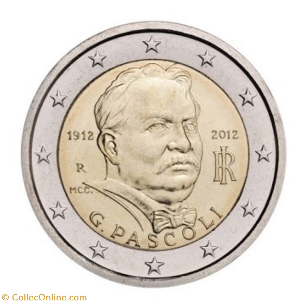 2 Euros 100e anniversaire de la mort du poète italien Giovanni Pascoli 2012 monnaies 2 euros 100e anniversaire de la mort du poete italien giovanni pascoli 2012