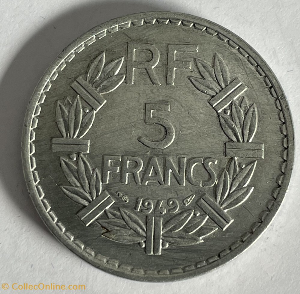 5 francs Lavrillier 1949 monnaies monde france 5 francs lavrillier 1949