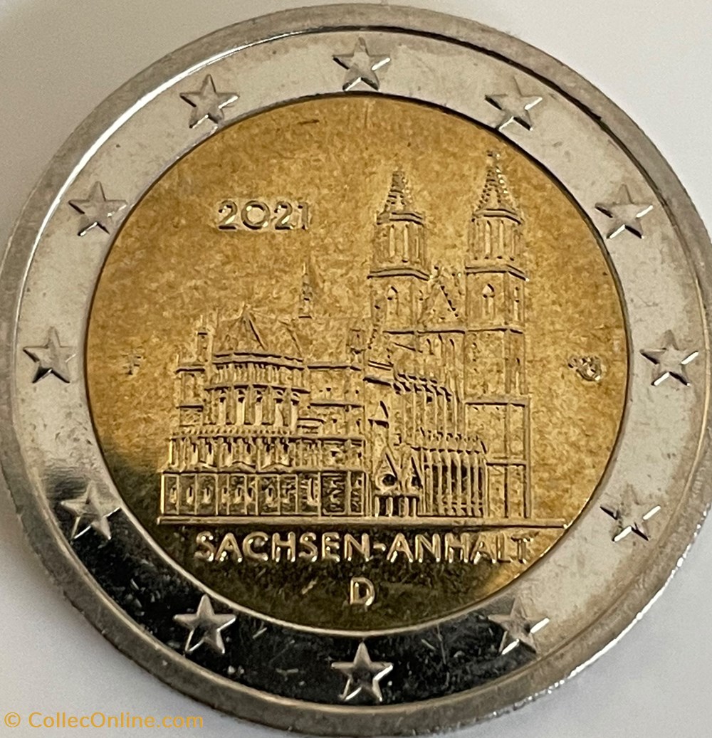 2 Euros Présidence de la Saxe-Anhalt au Bundesrat 2021 F Stuttgart monnaies allemagne 2 euros presidence de la saxe anhalt au bundesrat 2021 f stuttgart