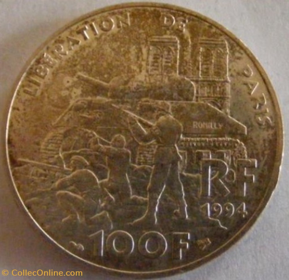 monnaies monde france 100 francs liberation de paris 1994
