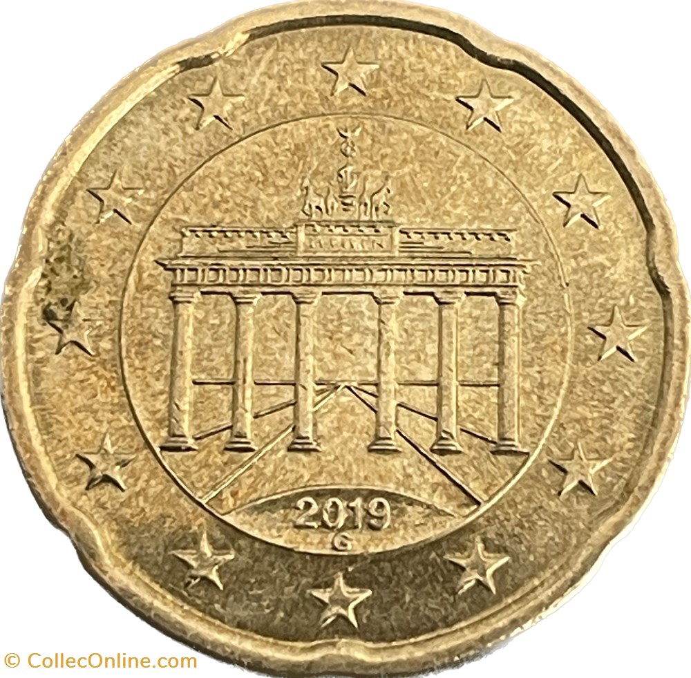 20 cents 2019 G Karlsruhe monnaies euros allemagne 20 cents 2019 g karlsruhe