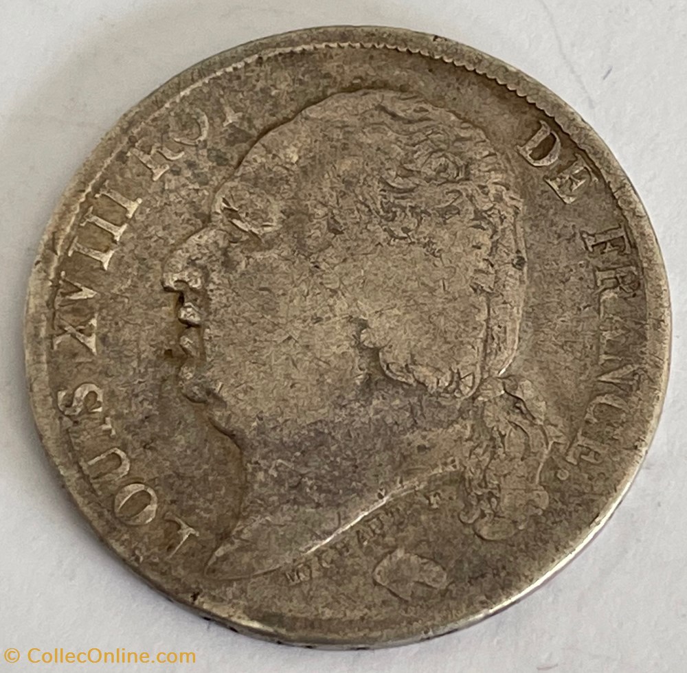 1 franc Louis XVIII 1824 Bordeaux monnaies monde france 1 franc louis xviii 1824 bordeaux