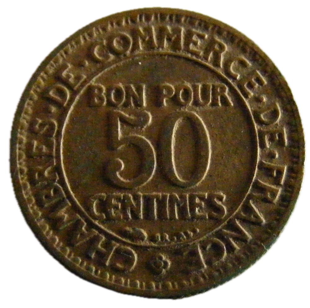 50 centimes Chambres de commerce 1922 monnaies monde france 50 centimes chambres de commerce 1922