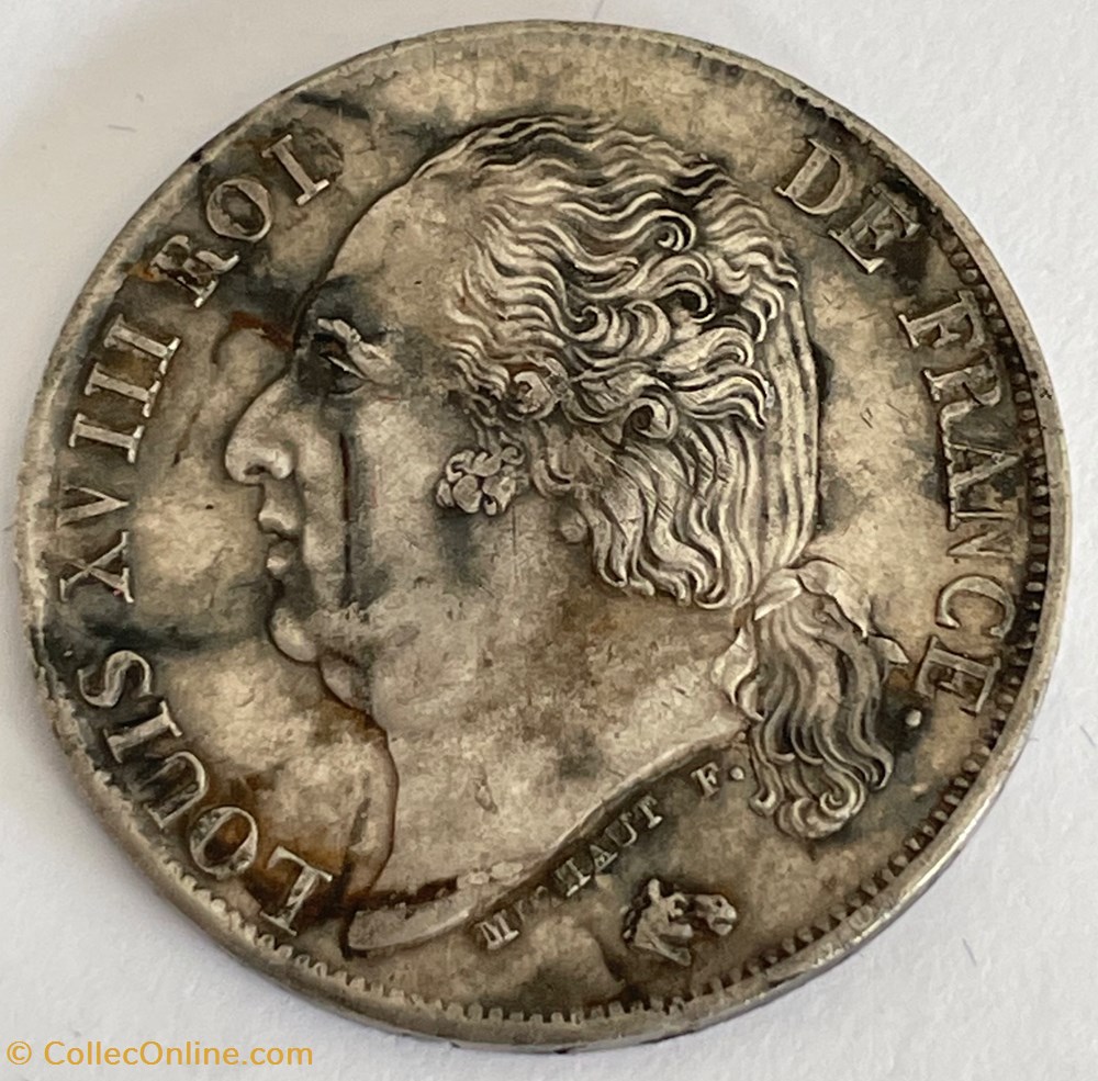 1 franc Louis XVIII 1823 Lyon monnaies monde france 1 franc louis xviii 1823 lyon