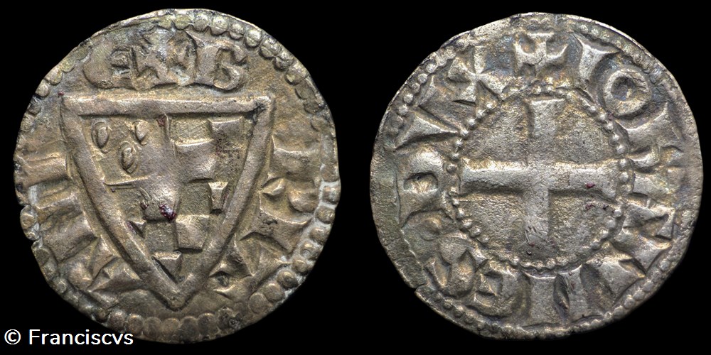 Denier - Jean 1er le Roux monnaies europe medievale france feodales denier jean 1er le roux