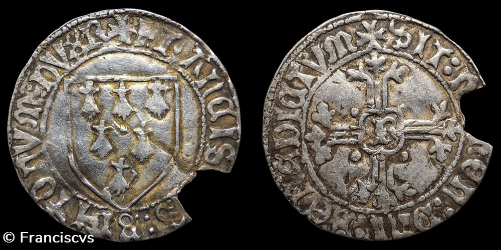 Gros à l'écu - François II - Rennes (Variante) monnaies europe medievale france feodales gros a ecu francois ii rennes variante