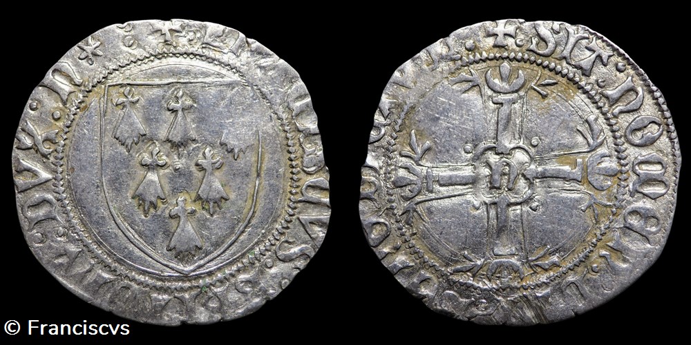 Gros à l'écu - François II - Nantes monnaies europe medievale france feodales gros a ecu francois ii nantes