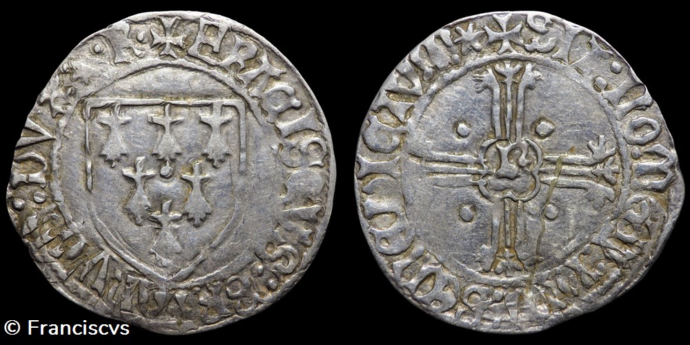 monnaies europe medievale france feodales gros a ecu francois ii rennes variante