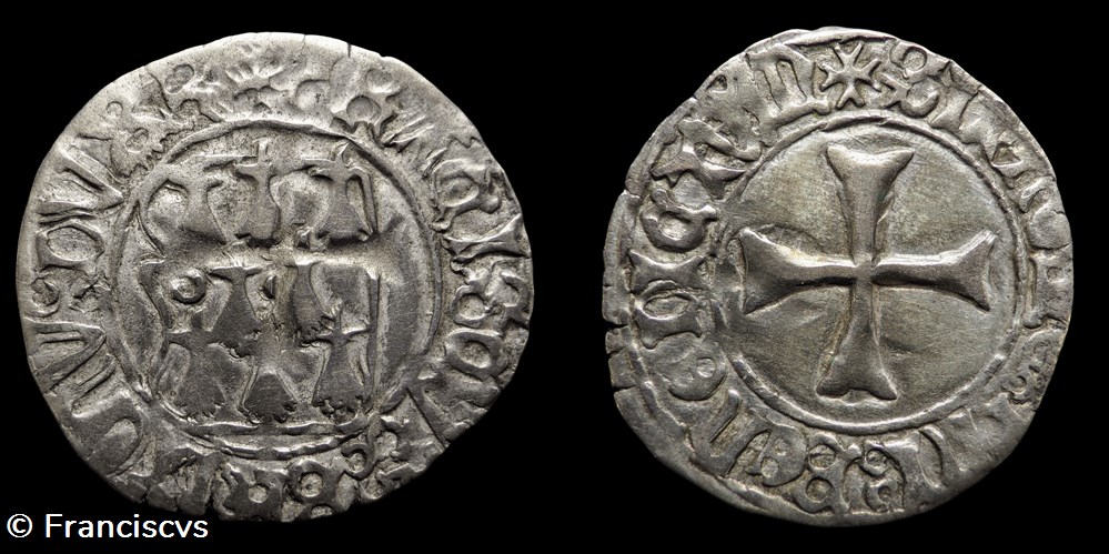 Blanc à la targe - François II - Rennes (Variante) monnaies europe medievale france feodales blanc a la targe francois ii rennes variante