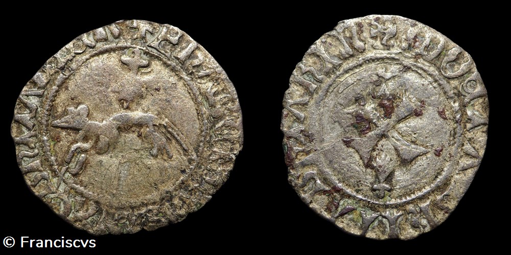 Double denier à l'hermine enchainée - François II - Rennes monnaies europe medievale france feodales double denier a hermine enchainee francois ii rennes