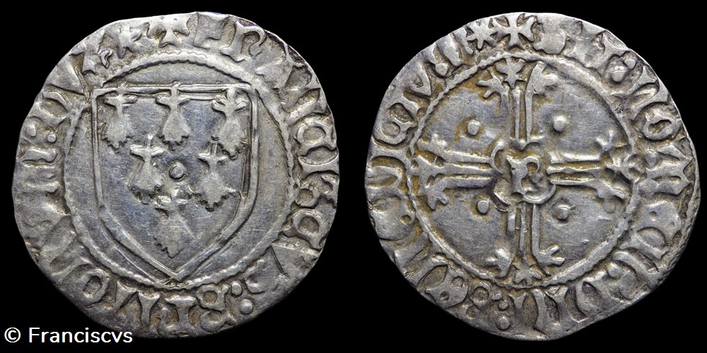 Gros à l'écu - François II - Rennes (Variante) monnaies europe medievale france feodales gros a ecu francois ii rennes variante