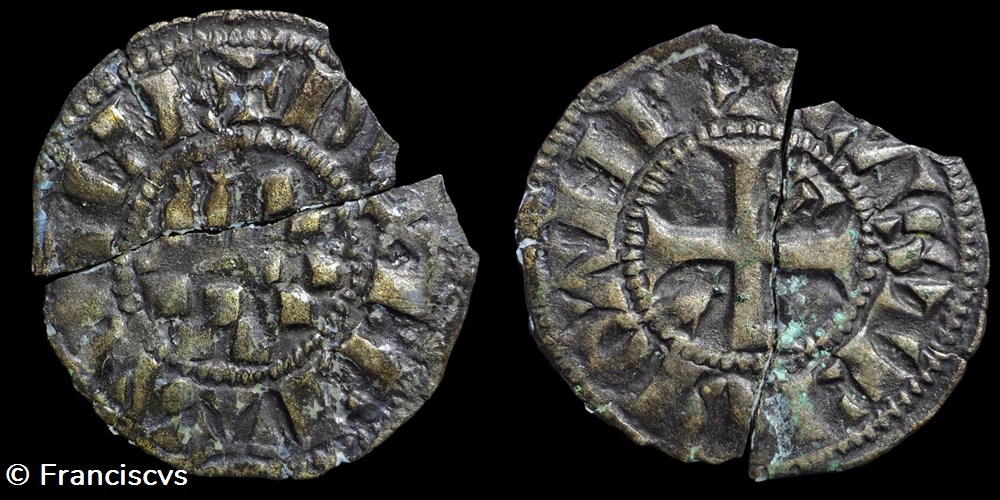 monnaies europe medievale france feodales obole anonyme aux armes de dreux guingamp