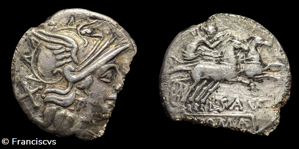 SAUFEIA - Denier (152 avant J.-C.) monnaies antiques romaines imperiales et republicaines saufeia denier 152 avant j c