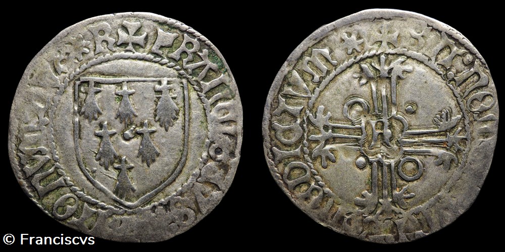 Gros à l'écu - François II - Rennes monnaies europe medievale france feodales gros a ecu francois ii rennes