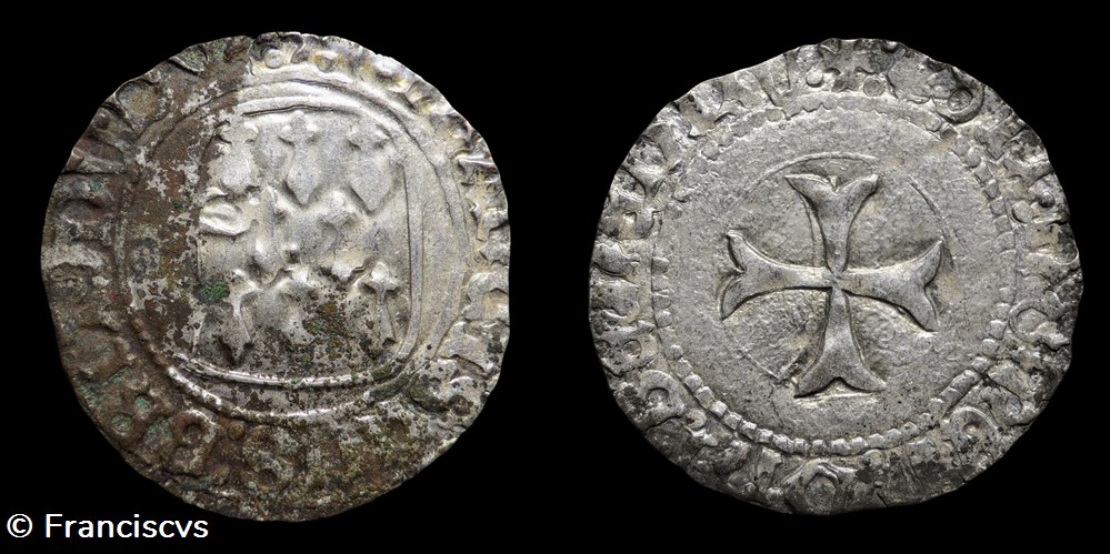 Blanc à la targe - François II - Rennes (Sans lettre d'atelier) monnaies europe medievale france feodales blanc a la targe francois ii rennes sans lettre atelier
