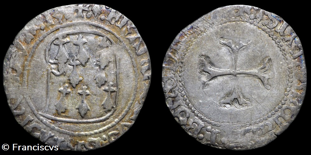 Blanc à la targe - François II - Rennes (Variante) monnaies europe medievale france feodales blanc a la targe francois ii rennes variante