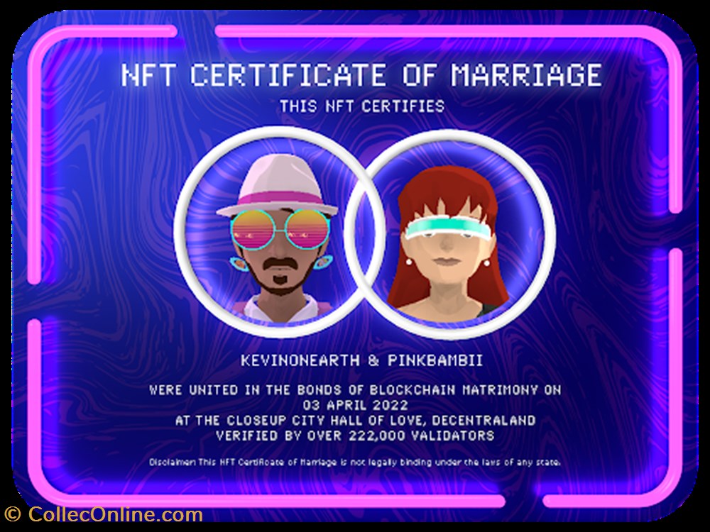 Certificate of Marriage #13 nft certificate of marriage 13