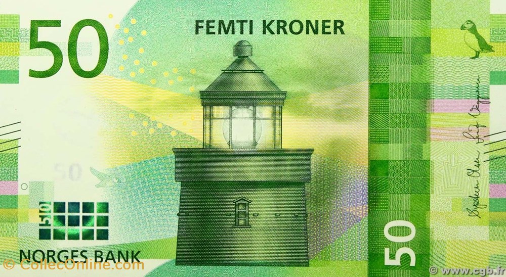 billets europe 50 kroner norvege
