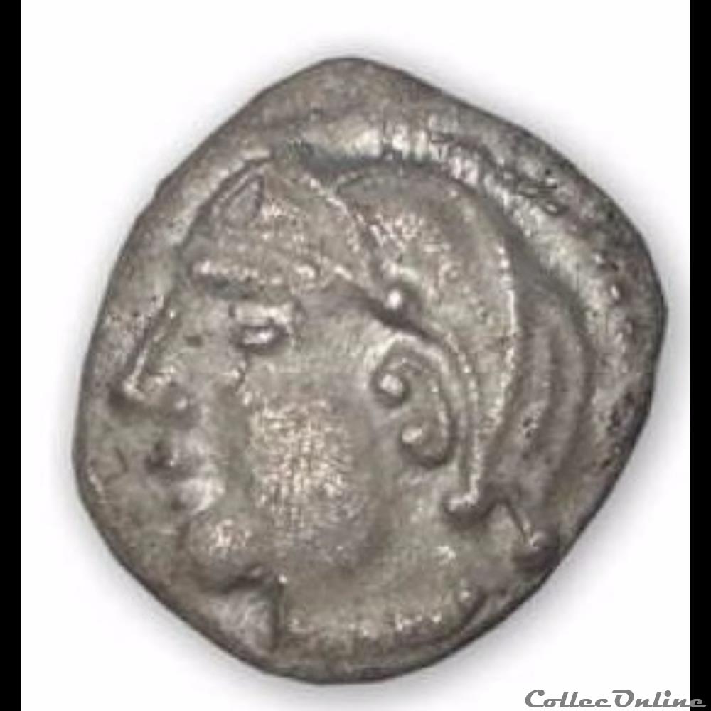 Série 1079 Drachme à la tête coupée sur le cheval monnaie antique gauloise serie 1079 drachme a la tete coupee sur le cheval