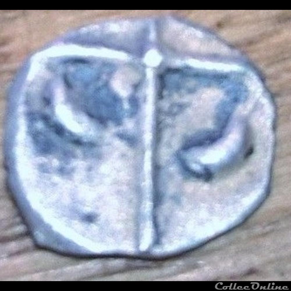 Savès 404 - Obole à la tête Cubiste monnaie antique gauloise saves 404 obole a la tete cubiste
