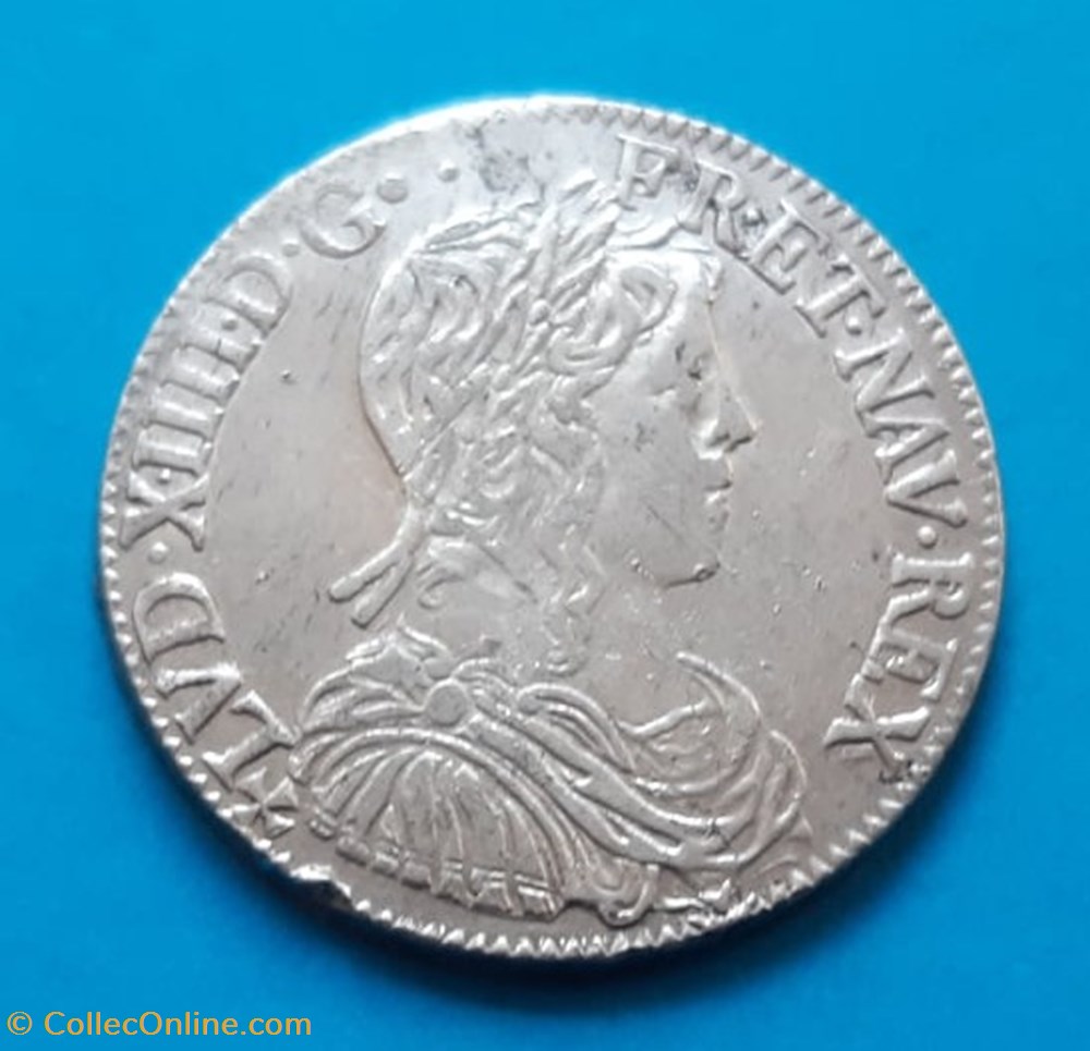 1/2 écu à la mèche longue 1654 T (Nantes) monnaies europe medievale france royales 1 2 ecu a la meche longue 1654 t nantes