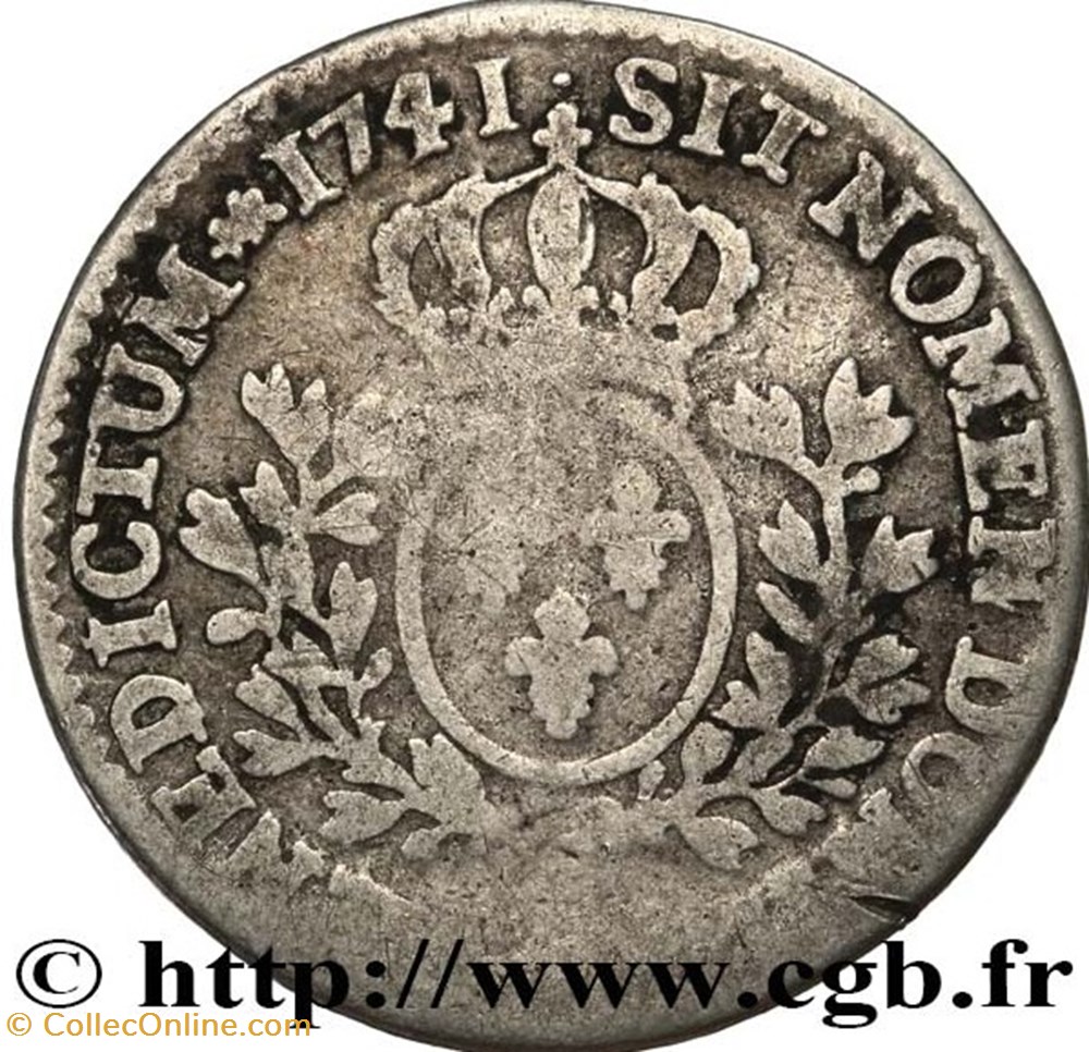 1/5 écu au bandeau 1741 T (Nantes) monnaies europe medievale france royales 1 5 ecu au bandeau 1741 t nantes