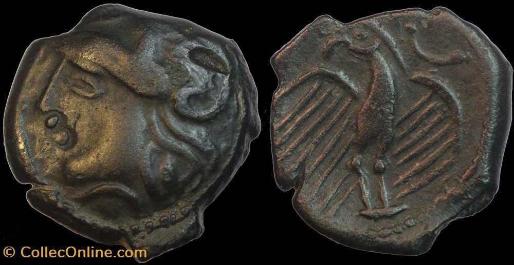CARNUTES Bronze lourd à l'aigle et au croissant monnaies antiques celtes carnutes bronze lourd a aigle et au croissant