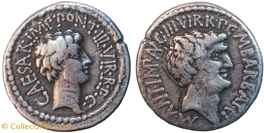Octave et Marc Antoine monnaies antiques romaines provinciales octave et marc antoine