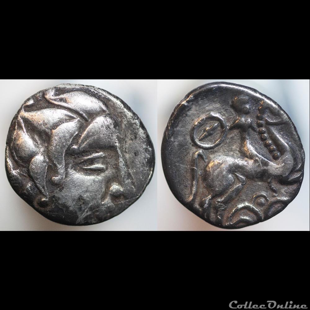 monnaie antique gauloise drachme au cavalier et au fleuron