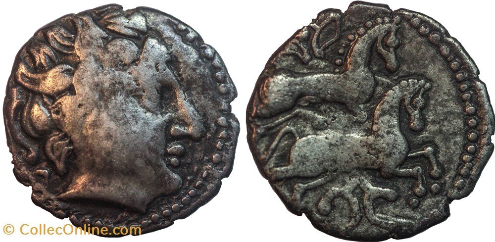 Centre ouest (Pictons, Bituriges, Carnutes) Drachme aux deux chevaux monnaies antiques celtes centre ouest pictons bituriges carnutes drachme aux deux chevaux