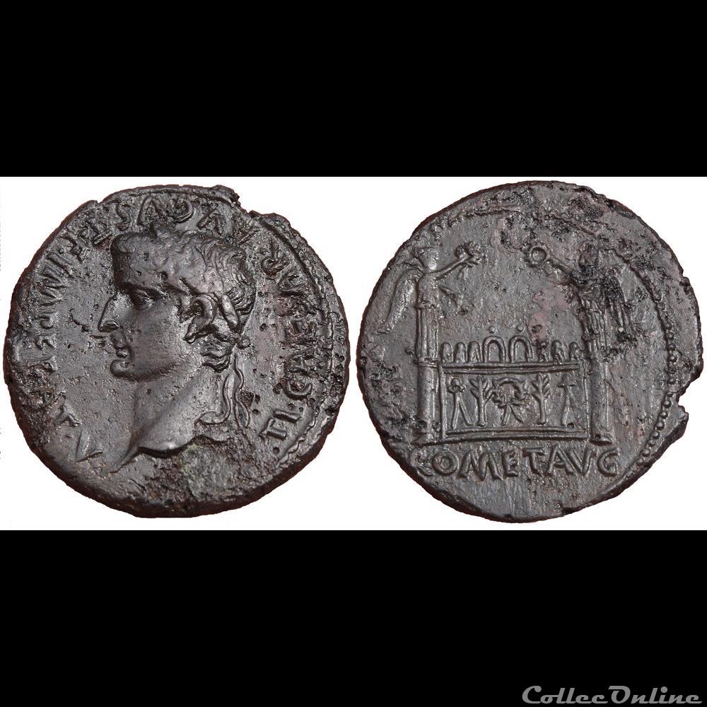 Tibère - As à l'autel de Lyon - Portrait à gauche monnaie antique romaine tibere as a autel de lyon portrait a gauche