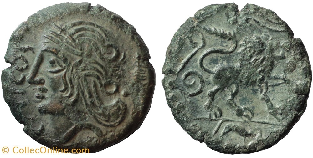 Véliocasses - Bronze au lion monnaies antiques celtes veliocasses bronze au lion