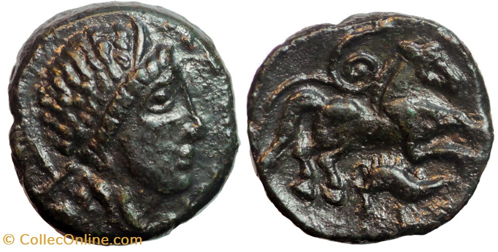 CARNUTES : Bronze au cheval et au sanglier monnaies antiques celtes carnutes bronze au cheval et au sanglier