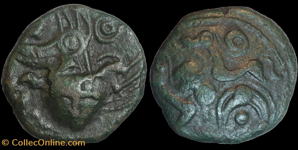 monnaies antiques celtes bronze des ambiens aux amimaux fantastiques