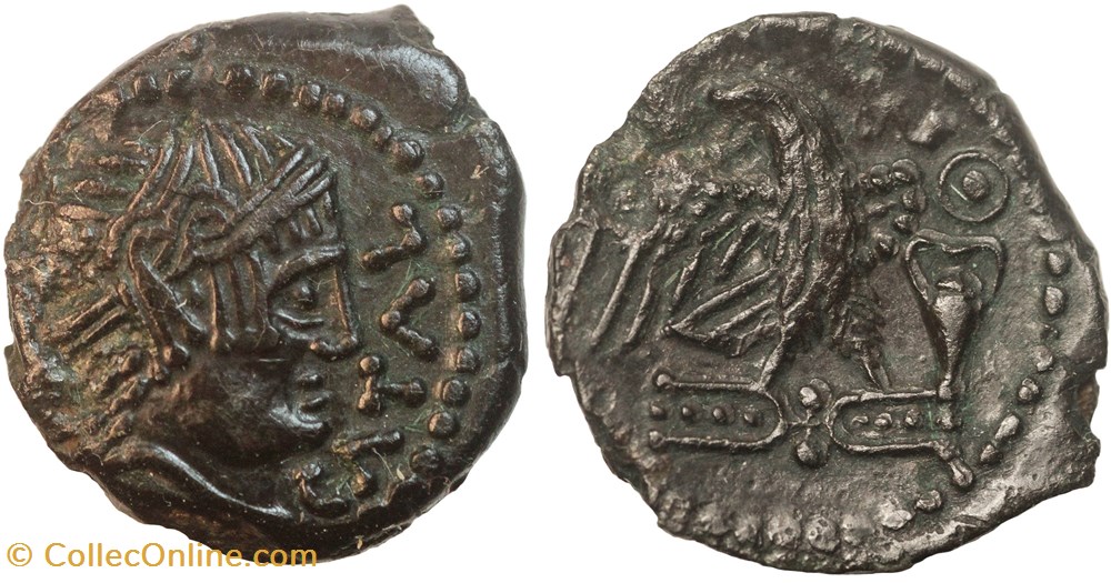 CARNUTES - Bronze à l'aigle et à l'amphore monnaies antiques celtes carnutes bronze a aigle et a amphore