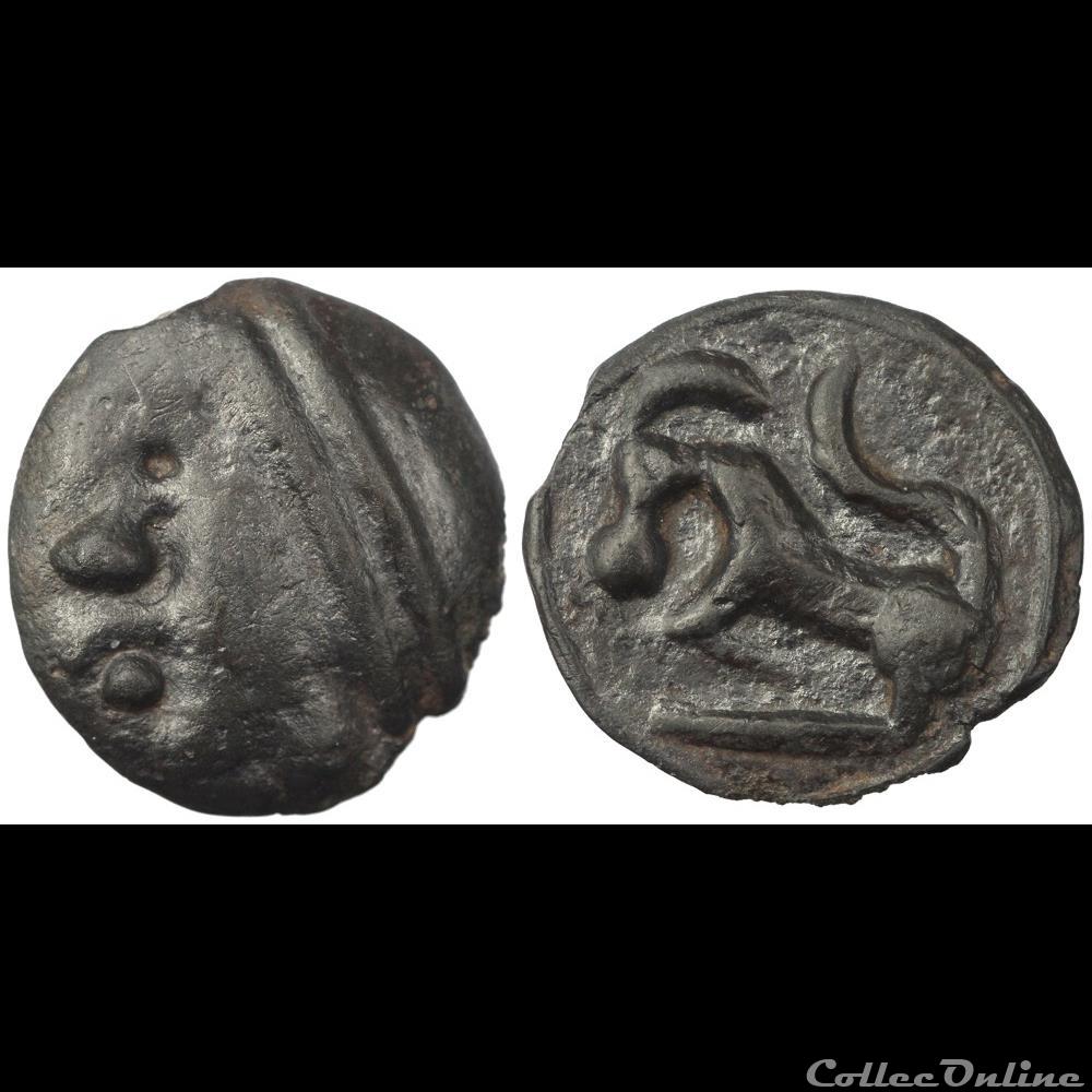 Potin Séquane à la grosse tête monnaie antique gauloise potin sequane a la grosse tete