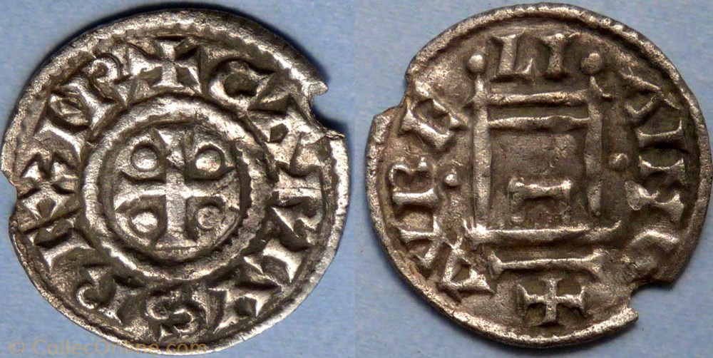 Charles le Chauve (denier à la porte, Orléans) monnaie france carolingienne charles le chauve denier a la porte orleans