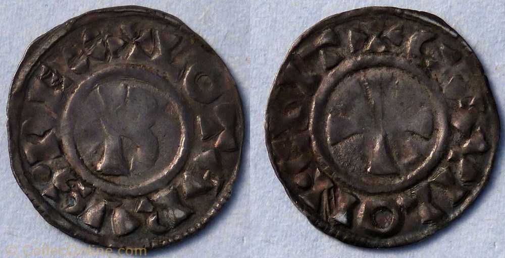 Lothaire (denier, Chalon sur Saône) monnaies europe medievale france carolingiennes lothaire denier chalon sur saone