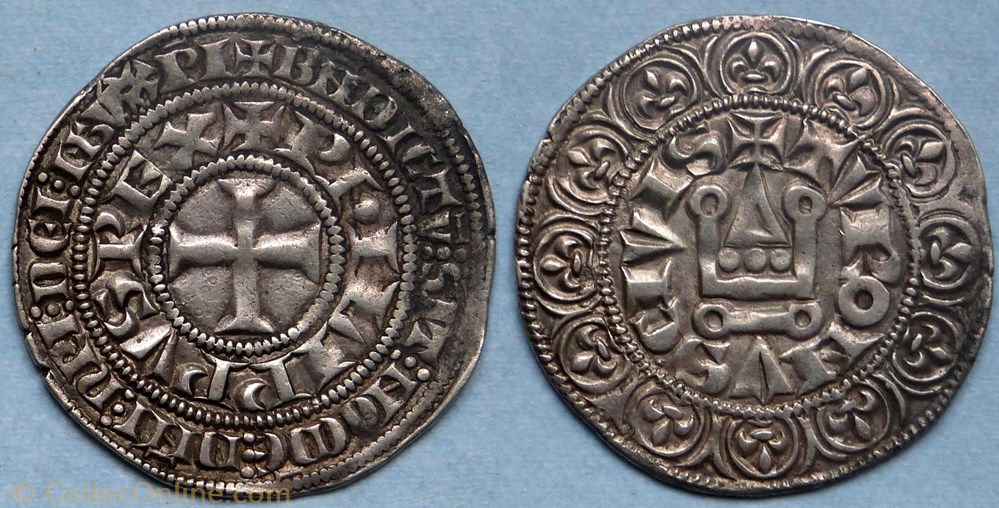 Philippe IV (gros tournois à l'O rond) monnaie france royale philippe iv gros tournois a o rond
