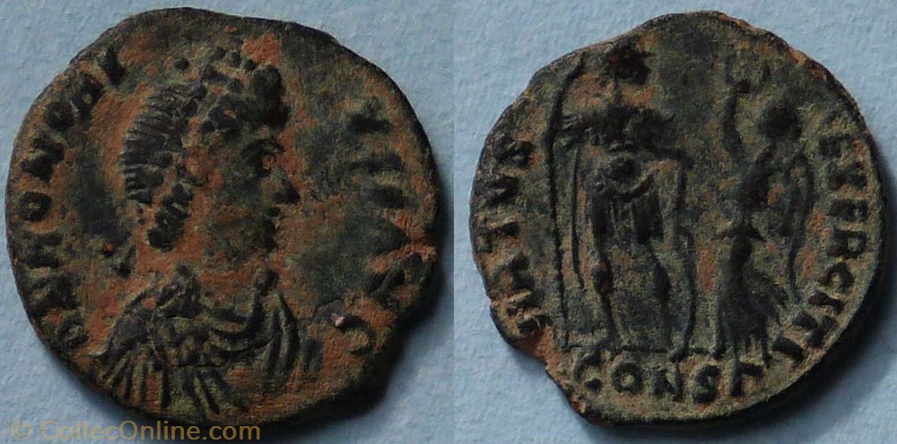 RIC.61 Honorius (AE3, Virtus Exerciti) monnaie antique av jc ap romaine ric 61 honorius ae3 virtus exerciti