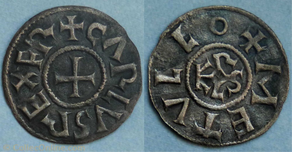 Charles le Chauve (denier, Melle) monnaie france carolingienne charles le chauve denier melle