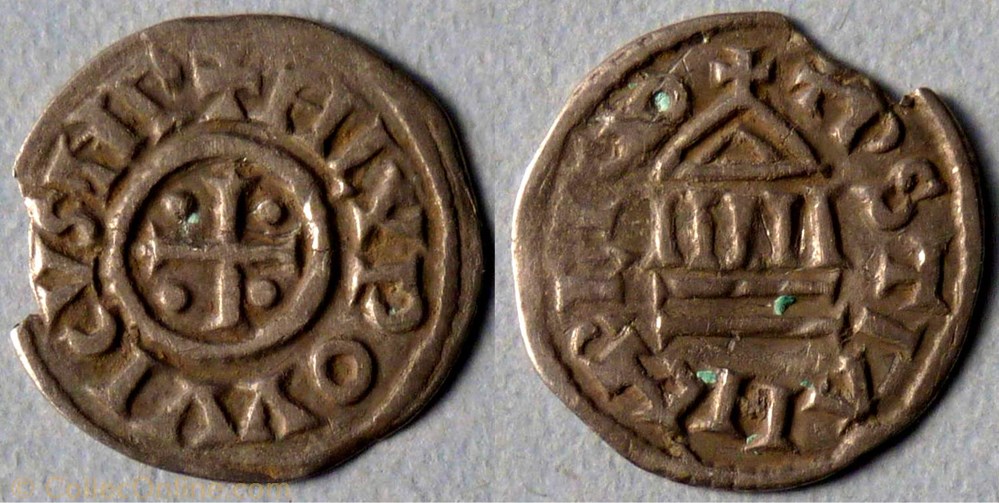Louis le Pieux (obole, atelier inconnu) monnaie france carolingienne louis le pieux obole atelier inconnu