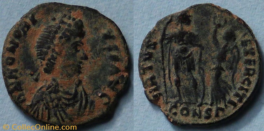 RIC.61 Honorius (AE3, Virtus Exerciti) monnaie antique av jc ap romaine imperiale ric 61 honorius ae3 virtus exerciti